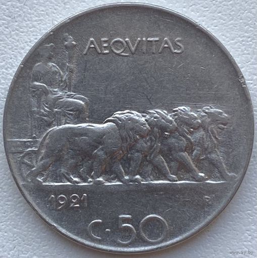 Италия 50 чентезимо 1921 г.