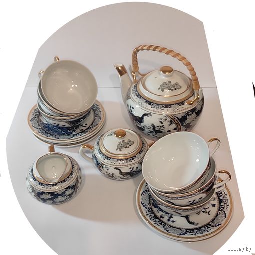 Чайный сервиз. Павлины. Комплект.