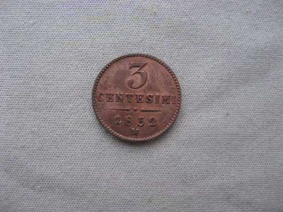 Ломбардия-Венеция 3 чентезимо 1852 год