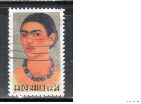 США-2001 (Мих.3463) , гаш. , Личности, Живопись, Мексиканская художница (одиночка)