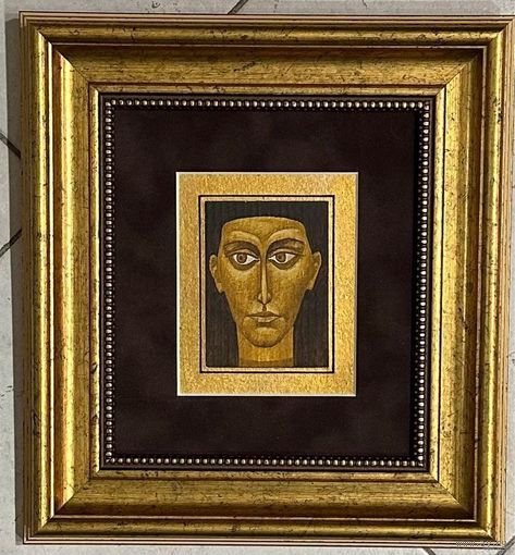Гурвич Г.Л "Портрет", 1983г. Картон, масло. Размер 6,5х8,7 см.