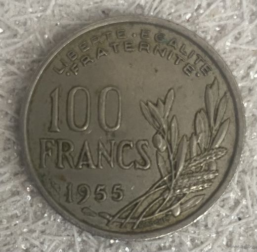 Монета 100 франков 1955 год. Франция. С рубля без МЦ.