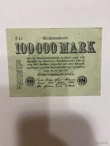 Германия 100000 марок 1923 г. -0801