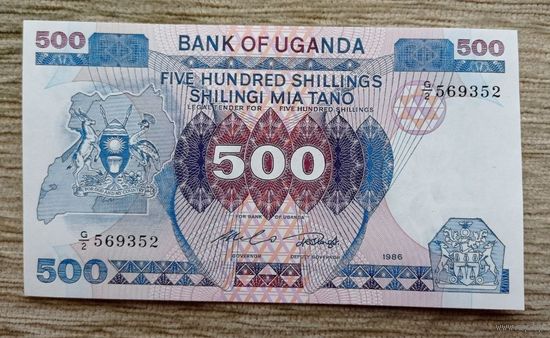 Werty71 Уганда 500 шиллингов 1986 UNC банкнота большой формат