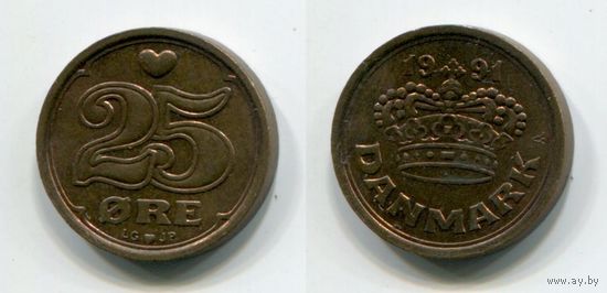 Дания. 25 эре (1991, XF)
