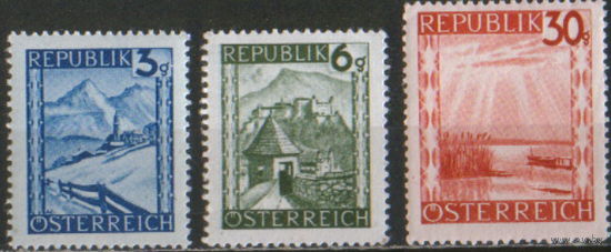 3 марки из серии 1945г. Австрия "Ландшафты" MNH