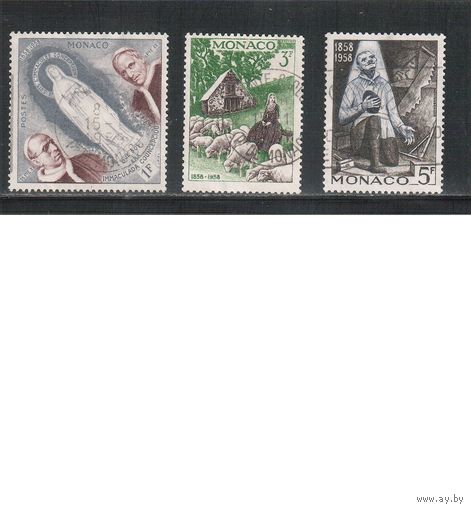 Монако-1958(Мих.590-593)  гаш. , Религия, Явление девы Марии в Лурде