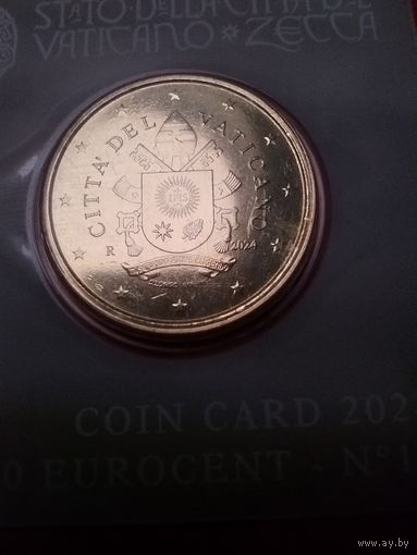 50 центов евро 2024 Ватикан. Блистер. Юбилейные. С рубля. (17)