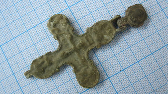 Крестик старинный, нательный. Переливок с энколпиона. Бронза, литье.