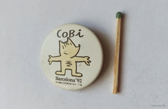 Знак значок Коби (олимпийский талисман)  Олимпийские игры 1992 г. в Барселоне