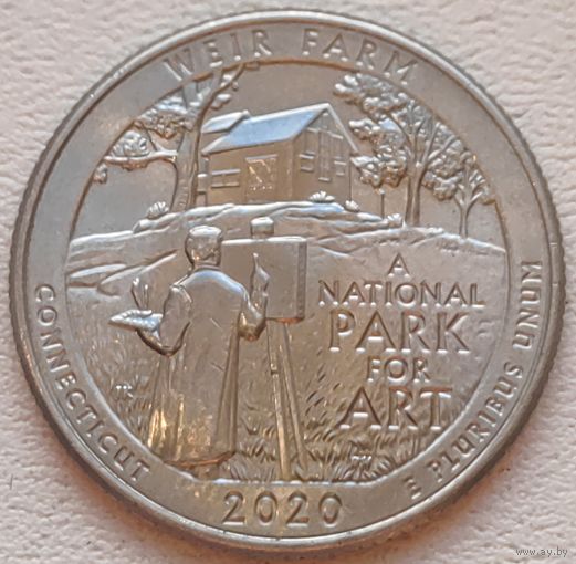 США 25 центов (квотер) 2020 D Weir Farm Connecticut