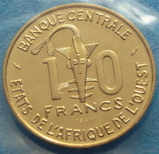 Западная Африка. 10 франков 1981 года  KM#10  ESSAI  Тираж: 1.950 шт
