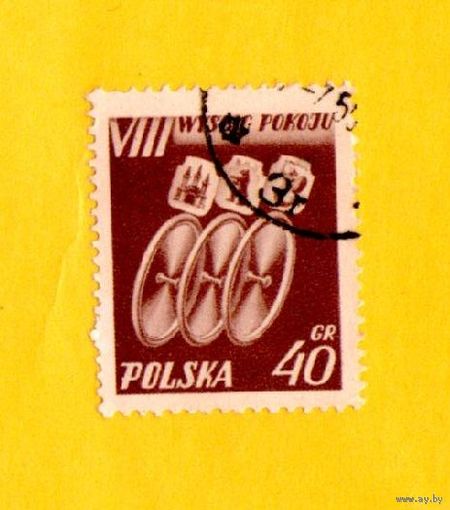 Марка Польши-1955 г. 8-я велогонка мира Прага-Берлин-Варшава