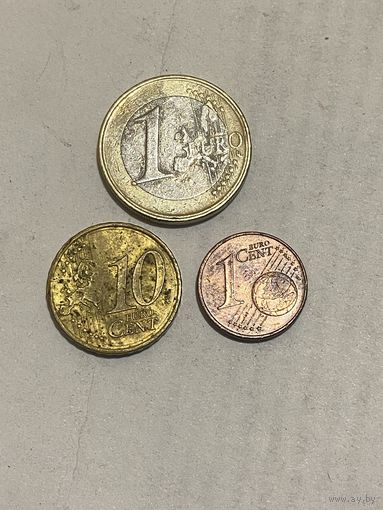 1 евро. Испания. 2002 г. Плюс 11 евроцентов.