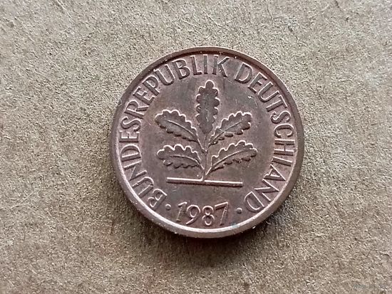 ФРГ 1 пфенниг, 1987"D" (К-U-)