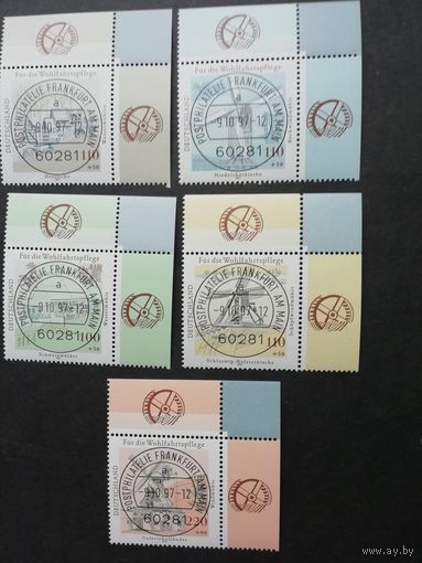 Германия. 1997 Серия из пяти марок "Благотворительный выпуск. Водяные и ветряные мельницы" (гашеные с клеем) Mi.1948-1952 каталог 15.00 евро