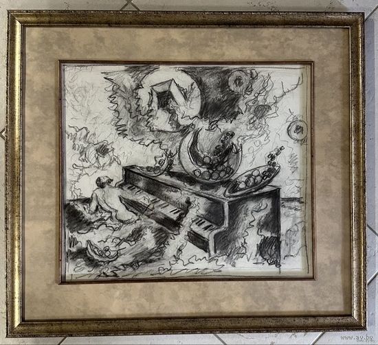Кищенко А. М. Серия "Вселенная".1995год. Уголь.Бумага.Размер 52х58.5 см.