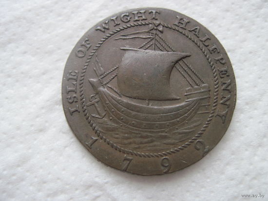 Супер редкие пол пенни ( 1\2 half penny) Роберт Берд Уилкинс Англия Newport 1792 год 27.8 мм диаметр шикарное состояние