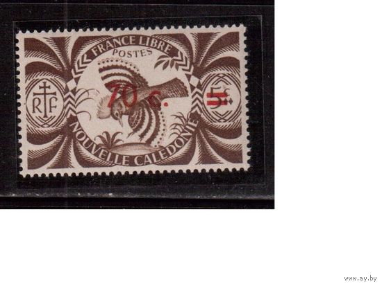 Новая Каледония-1945, Французские колонии,(Мих.311) **, Надп., Стандарт, Фауна, Птица Кагу