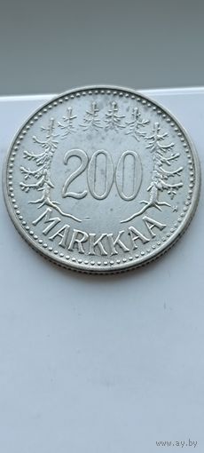 200 марок Финляндия 1956 года. Серебро 500. Монета не чищена. 45069