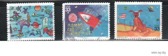 США-2000 (Мих.3372-3375) , гаш. , Детский рисунок, Космос