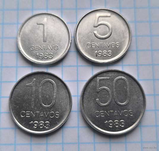 АРГЕНТИНА НАБОР 4 МОНЕТЫ  1,5,10,50 СЕНТАВО 1983 ГОДА