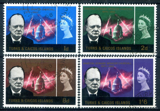 Британские колонии - Острова Теркс и Кайкос - 1966г. - Уинстон Черчилль - 4 марки - полная серия, гашёные [Mi 188-191]. #2-Bc-62-A-2