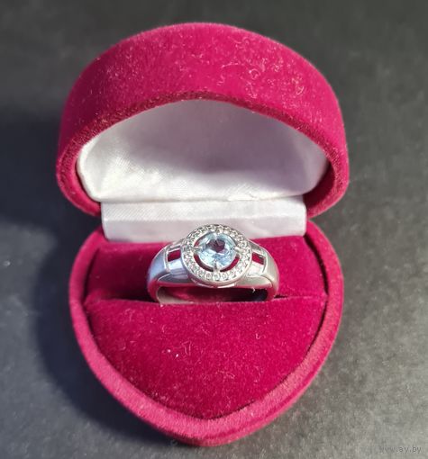 Перстень кольцо с нежноголубым камнем серебро 925 лот#1, С РУБЛЯ! МНОГО ЛОТОВ С РУБЛЯ БЕЗ МЦ!
