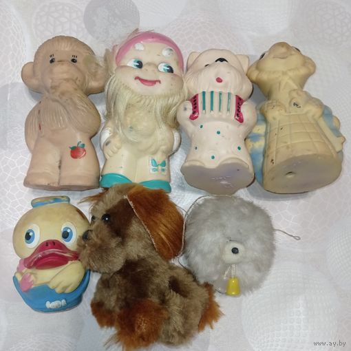 Игрушки ссср. Собачка, черепаха, уточка, собачка, гном , обезьяна