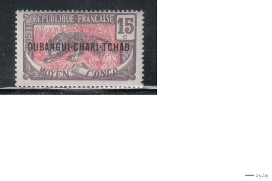Чад-1918,(Мих.6)  * , Французские колонии, Стандарт,Надп., Леопард