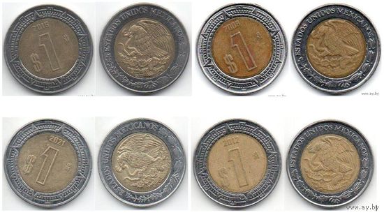 МЕКСИКАНСКИЕ СОЕДИНЁННЫЕ ШТАТЫ. 1 ПЕСО. БИМЕТАЛЛ. Погодовка. Цена за одну монету