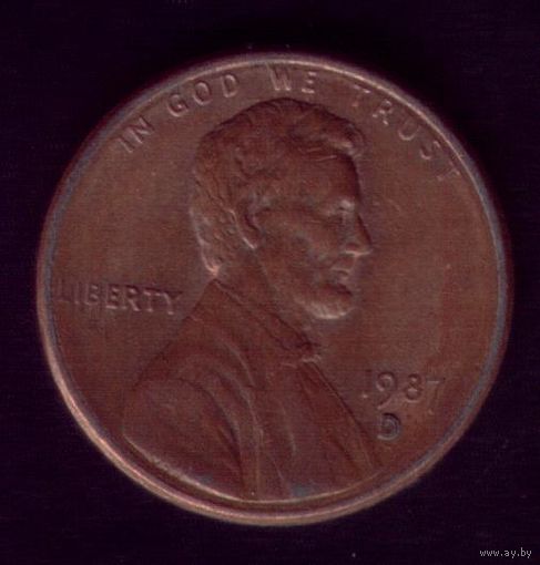 1 цент 1987 год D США