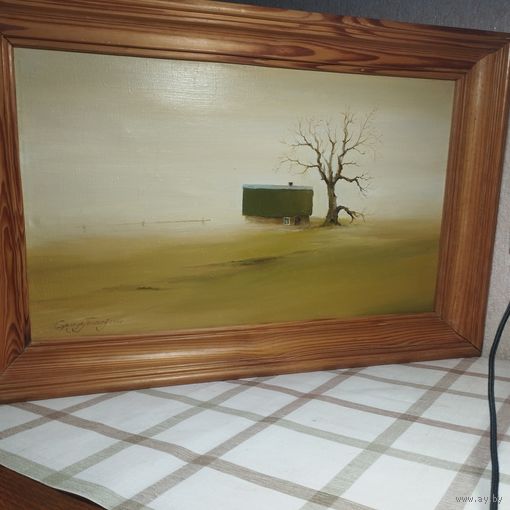 Картина масло холст С. Танаков . Осень. Минимализм. Подписана, оформлена по всем правилам.