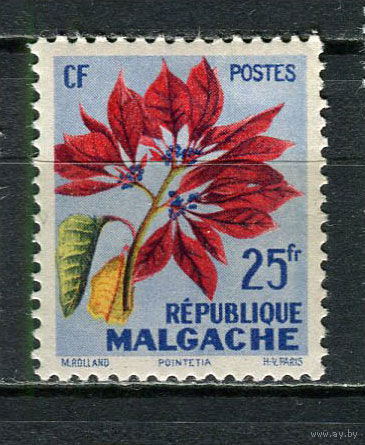 Автономная Малагасийская Республика под французским протекторатом - 1959 - Цветы 25Fr - [Mi.441] - 1 марка. MH.  (Лот 33HV)-TG3P24
