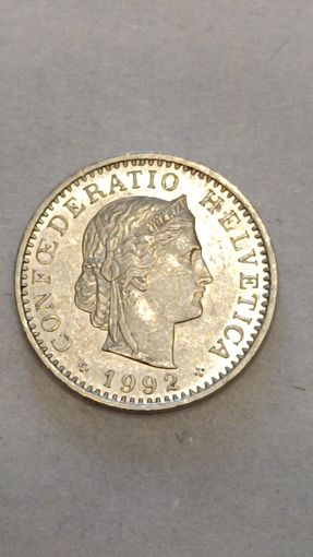 Швейцария. 20 раппен 1992 года.