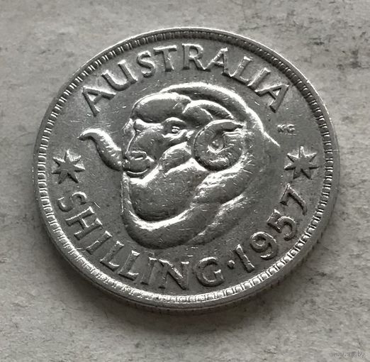 Австралия 1 шиллинг 1957 Елизавета II - серебро 0,500