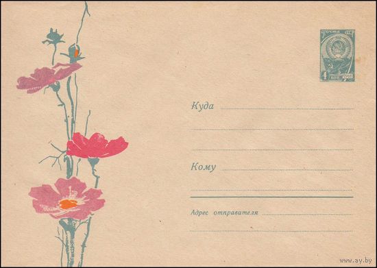 Художественный маркированный конверт СССР N 3124 (16.04.1964) Рисунок цветов анемоны