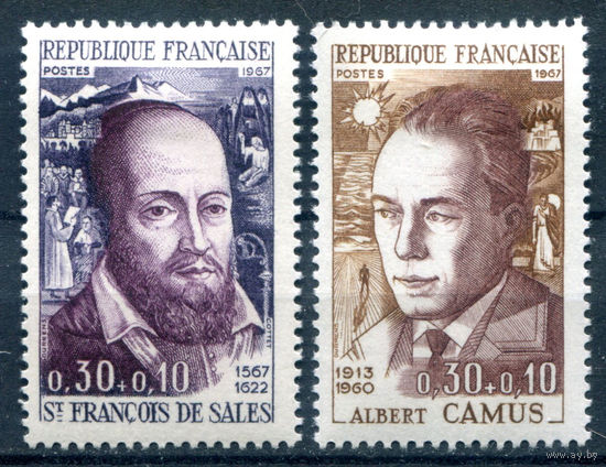 Франция - 1967г. - известные люди - 2 марки - полная серия, MH [Mi 1588-1589]. #2-Fr-45-KB-1