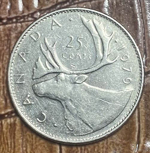 Монета Канада 25 центов 1979 года. Олень, фауна. Елизавета II