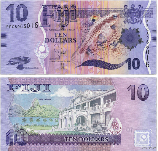 Фиджи 10 долларов 2012 год UNC НОВИНКА