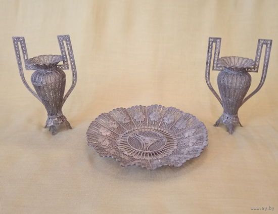 Ваза,тарелка,скань, филигрань.