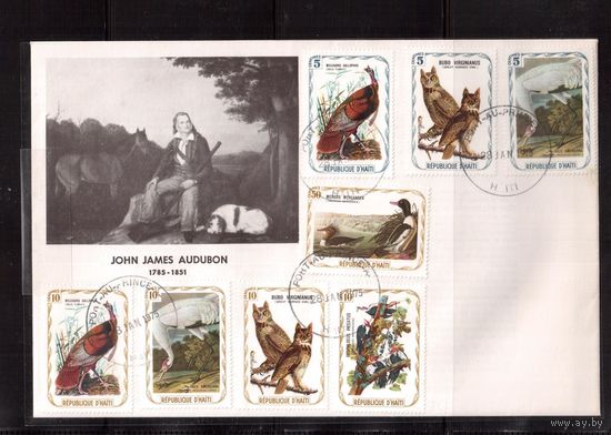 Гаити-1975, Конверт , Фауна, Птицы, Джон Одюбон, Художник, Живопись,