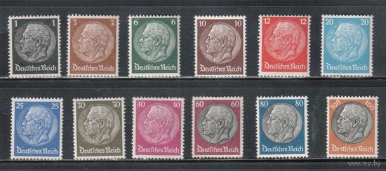 Германия(Рейх)-1933,(Мих.512-528) ** ( 3 м - *) ,  Стандарт, Президент Гинденбург, ВЗ-4, 12 марок