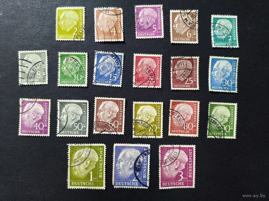 Германия 1954. Профессор, доктор Теодор Хойс (1884-1963), 1-й президент Германии. Полная серия