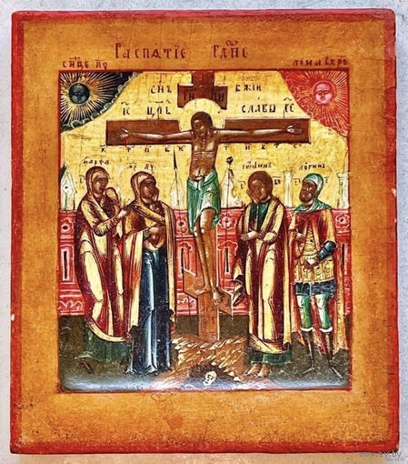 Распятие Иисуса Христа, 19 век, Палех. Размер 8,5х10 см.