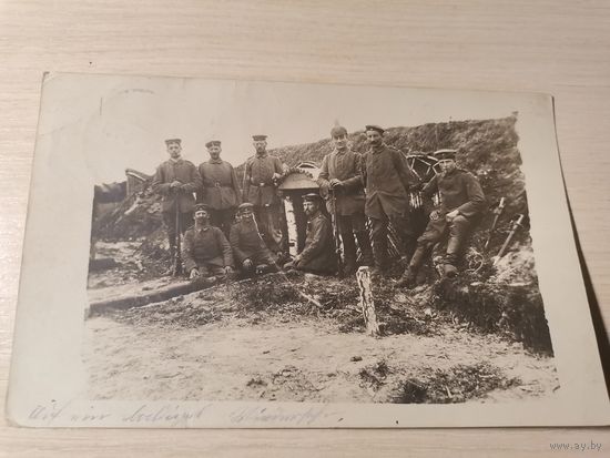 Почтовая карточка, фотография с изображением солдат, ПВМ, размер 14*9 см.