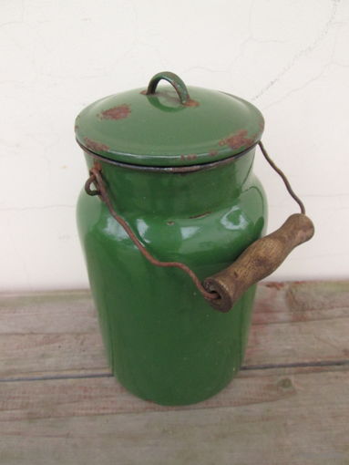Бидончик СССР 1960-х,Реаритет, эмалированный для молока. Целый.Для декорации.