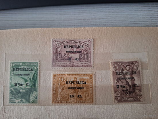 Марки - колонии Тимор 1898 флот корабли парусники транспорт надпечатка