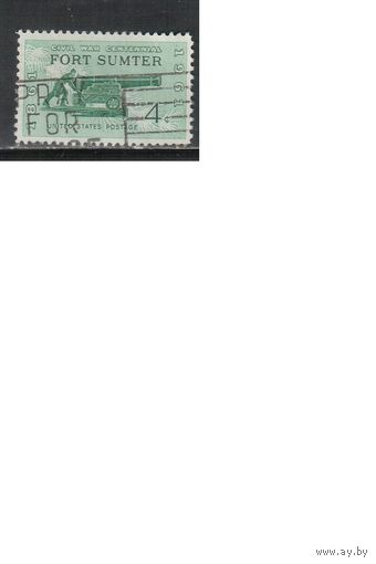 США-1961, (Мих.808) , гаш. , Форт, Пушка(одиночка)