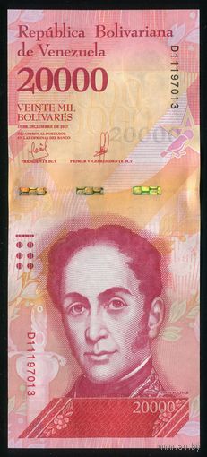 Венесуэла 20000 боливаров 2017 г. P99c. Серия D. UNC
